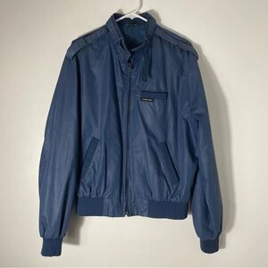 Members Only Snap Neck Chest Pocket Vintage Blue Windbreaker Jacket Size 44
